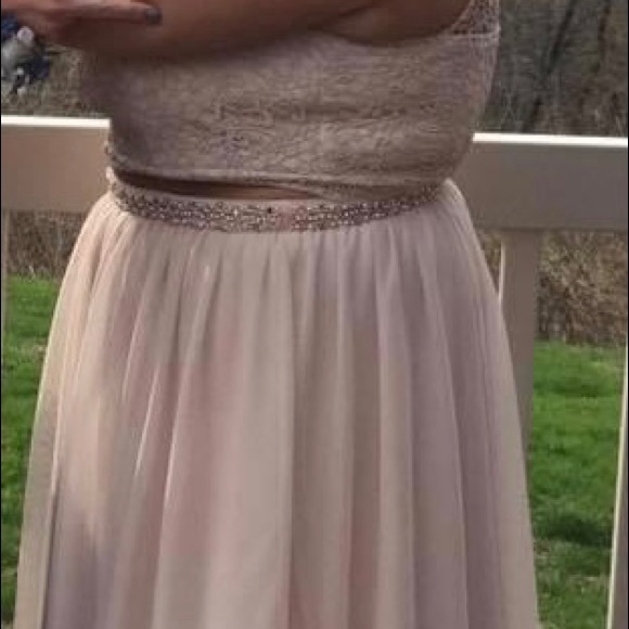 My Michelle 2 piece blush with beaded waist prom dress - Picture 9 of 9